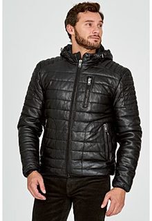 Утепленная кожаная куртка с капюшоном Urban Fashion for men