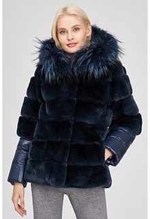 Комбинированная шуба из меха кролика Virtuale Fur Collection