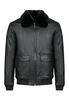 Бомбер из экокожи с отделкой мехом кролика Urban Fashion for men