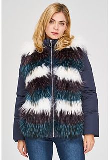 Комбинированная шуба из меха енота Virtuale Fur Collection