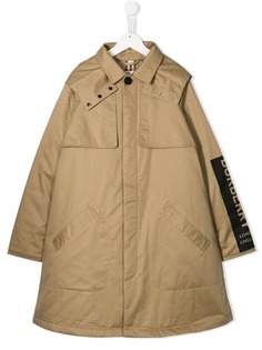 Burberry Kids парка с капюшоном и логотипом