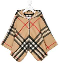 Burberry Kids пончо с узором в клетку