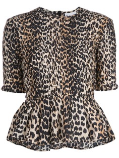 Ganni блузка с леопардовым принтом
