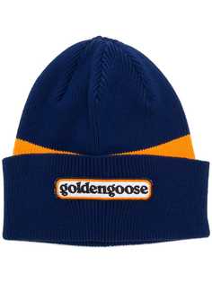 Golden Goose logo colour-block beanie hat