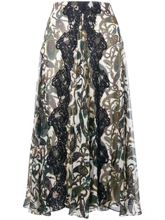 Chloé расклешенная юбка миди с цветочным принтом