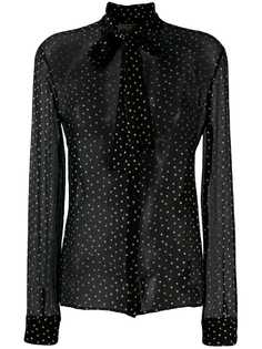 Saint Laurent блузка с бантом и узором