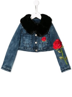 Monnalisa джинсовая куртка с вышивкой