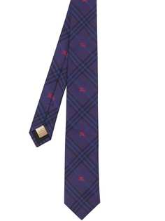 Burberry узкий клетчатый галстук с эмблемой рыцаря