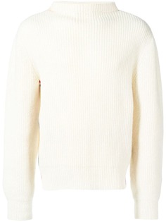 Thom Browne свободный пуловер с вырезом-лодочкой и полосками RWB