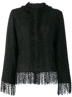 MSGM твидовый пиджак с бахромой