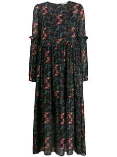 Semicouture длинное платье со вставками и цветочным принтом