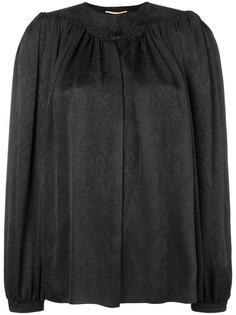 Saint Laurent блузка со сборками и вышивкой