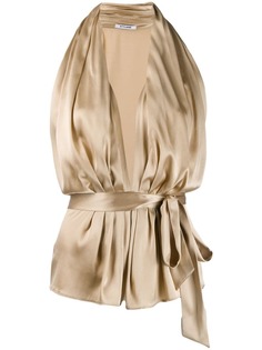 Styland bow tied plunge halterneck top