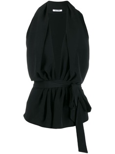 Styland bow tied plunge halterneck top