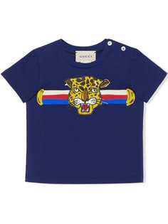 Gucci Kids футболка с леопардовым принтом