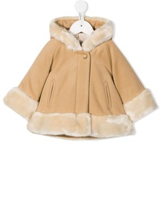 Chloé Kids пальто с капюшоном и меховой оторочкой