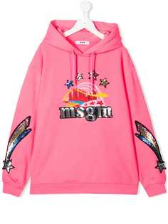 Msgm Kids худи с логотипом и пайетками