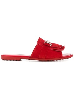 Tods Double T fringed slides