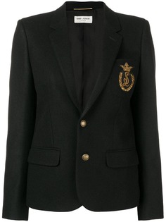 Saint Laurent фетровый блейзер с нашивкой логотипа