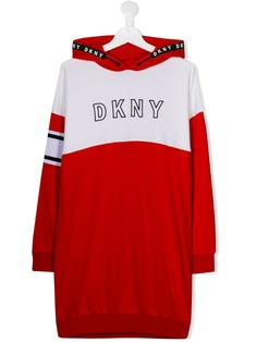 Dkny Kids logo print hooded dress