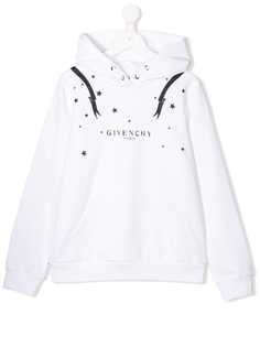 Givenchy Kids TEEN vintage logo and star print hoodie