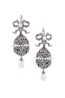 Серебряные серьги с жемчугом и аметистами «Пасхальные Яйца» Axenoff Jewellery