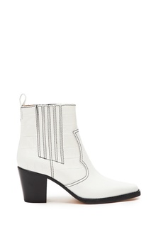 Белые ботильоны с контрастной отстрочкой Ganni