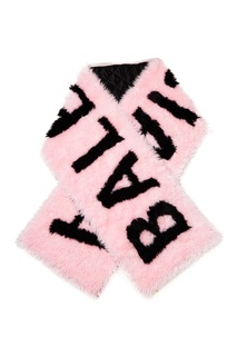 Розовый шарф с черным логотипом Giant Balenciaga