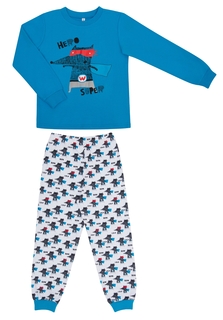 Пижама для мальчика Сновидения голубая/белая с рисунком «волчок» Barkito
