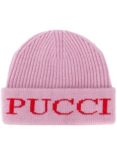 Emilio Pucci rib knit logo beanie