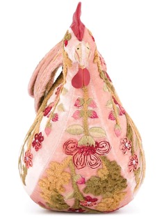 Anke Drechsel подушка-курица с цветочной вышивкой