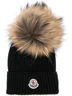 Moncler Kids racoon fur pom pom beanie