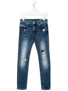 Diesel Kids джинсы скинни с эффектом потертости