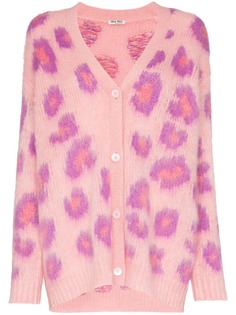 Miu Miu трикотажный кардиган с леопардовым принтом