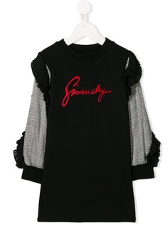 Givenchy Kids платье-свите с контрастными рукавами и логотипом