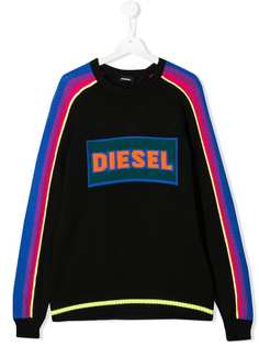 Diesel Kids свитер в стиле колор-блок с логотипом