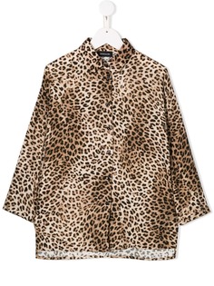 Monnalisa рубашка с длинными рукавами и леопардовым принтом