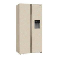 Холодильник HIBERG RFS-484DX NFYm, двухкамерный, бежевый мрамор
