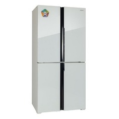 Холодильник HIBERG RFQ-490DX NFGW, трехкамерный, белое стекло