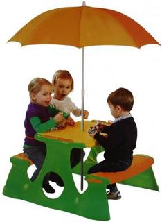 Детские горки, качели Стол-пикник Paradiso с двумя скамьями и зонтом