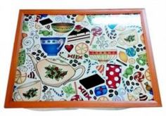 Подносы, подставки, коврики Поднос Топ арт студио с подушкой утренний чай 41x31 см (HSN1290-TA)