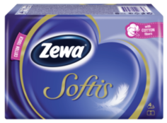 Бумажная продукция Носовые Платки Zewa Softis, 4 слоя, 10шт.Х 6