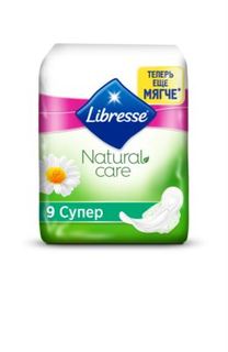 Средства личной гигиены Гигиенические прокладки Libresse Natural Care Ultra Super, 9 шт.