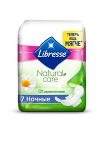 Средства личной гигиены Гигиенические прокладки Libresse Natural Care Maxi Goodnight, 7 шт.