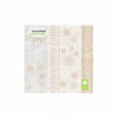 Бумажная продукция Салфетки трехслойные 33 см Bulgaree Green Снежинки на ванили