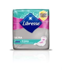 Средства личной гигиены Гигиенические прокладки Libresse Ultra Super с поверхностью "сеточка", 8 шт.