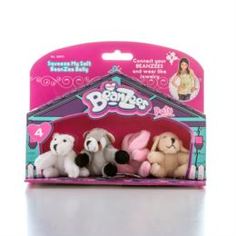 Мягкая игрушка Beanzeez миниатюрные плюшевые в наборе "Медведь, Енот, Кролик, Песик"