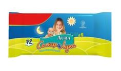 Средства по уходу за детьми Aura Влажные салфетки для детей Солнце и Луна 72 шт