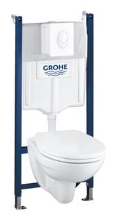 Инсталляции Набор 4-в-1 GROHE Solido: подвесной унитаз с сиденьем и крышкой + система инсталляции с панелью смыва Skate (39117000)