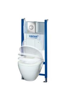 Инсталляции Набор 5-в-1 GROHE Solido: подвесной унитаз с сиденьем и крышкой + система инсталляции с панелью смыва Nova Cosmopolitan (38950000)
